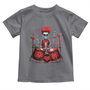 Valentine's Day Toddler T Shirt Cool Skeleton Drummer Rock Lover TS09 Charcoal Print Your Wear