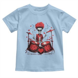 Valentine's Day Toddler T Shirt Cool Skeleton Drummer Rock Lover TS09 Light Blue Print Your Wear