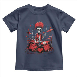 Valentine's Day Toddler T Shirt Cool Skeleton Drummer Rock Lover TS09 Navy Print Your Wear