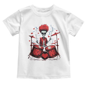 Valentine's Day Toddler T Shirt Cool Skeleton Drummer Rock Lover TS09 White Print Your Wear