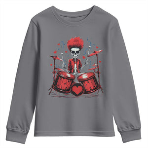 Valentine's Day Youth Sweatshirt Cool Skeleton Drummer Rock Lover TS09 Charcoal Print Your Wear