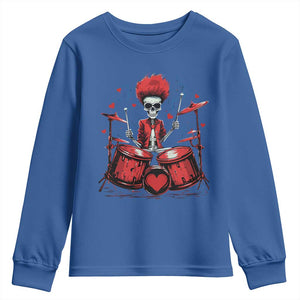 Valentine's Day Youth Sweatshirt Cool Skeleton Drummer Rock Lover TS09 Royal Blue Print Your Wear