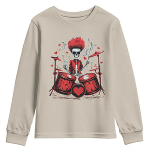 Valentine's Day Youth Sweatshirt Cool Skeleton Drummer Rock Lover TS09 Sand Print Your Wear