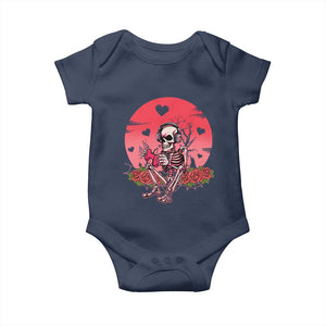 Anti Valentine's Day Baby Onesie Skeleton Gamer Video Game TS09 Navy Print Your Wear