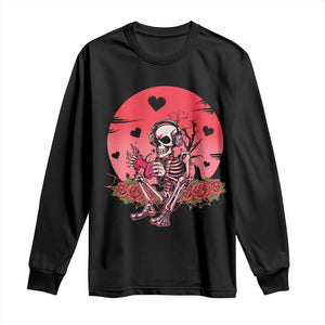 Anti Valentine's Day Long Sleeve Shirt Skeleton Gamer Video Game TS09 Black Print Your Wear