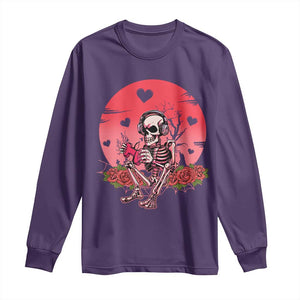 Anti Valentine's Day Long Sleeve Shirt Skeleton Gamer Video Game TS09 Purple Print Your Wear