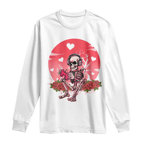 Anti Valentine's Day Long Sleeve Shirt Skeleton Gamer Video Game TS09 White Print Your Wear