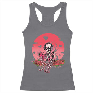 Anti Valentine's Day Racerback Tank Top Skeleton Gamer Video Game TS09 Charcoal Print Your Wear