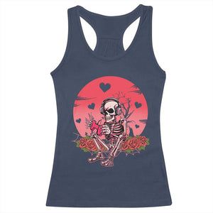 Anti Valentine's Day Racerback Tank Top Skeleton Gamer Video Game TS09 Navy Print Your Wear