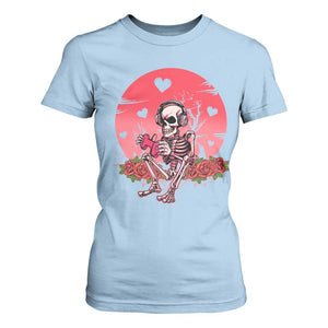 Anti Valentine's Day T Shirt For Women Skeleton Gamer Video Game TS09 Light Blue Print Your Wear