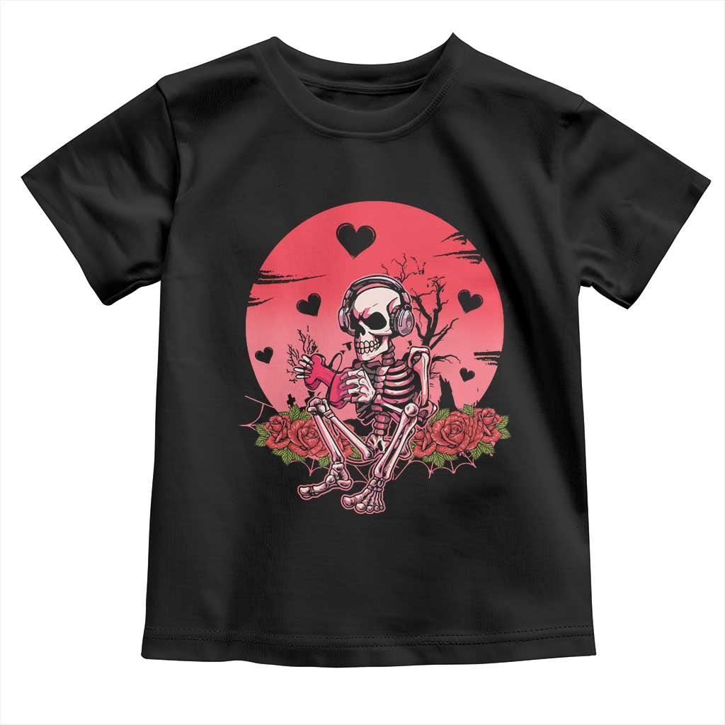 Anti Valentine's Day Toddler T Shirt Skeleton Gamer Video Game TS09 Black Print Your Wear