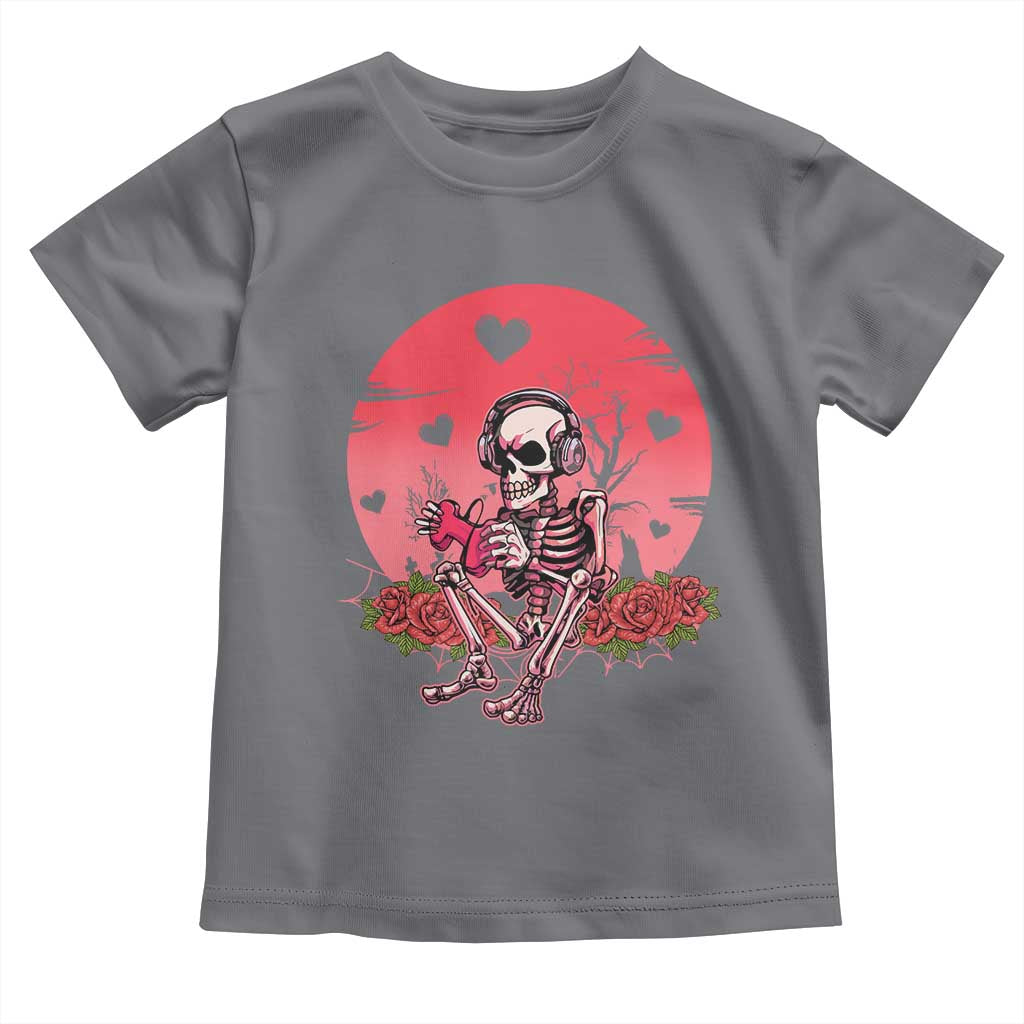Anti Valentine's Day Toddler T Shirt Skeleton Gamer Video Game TS09 Charcoal Print Your Wear