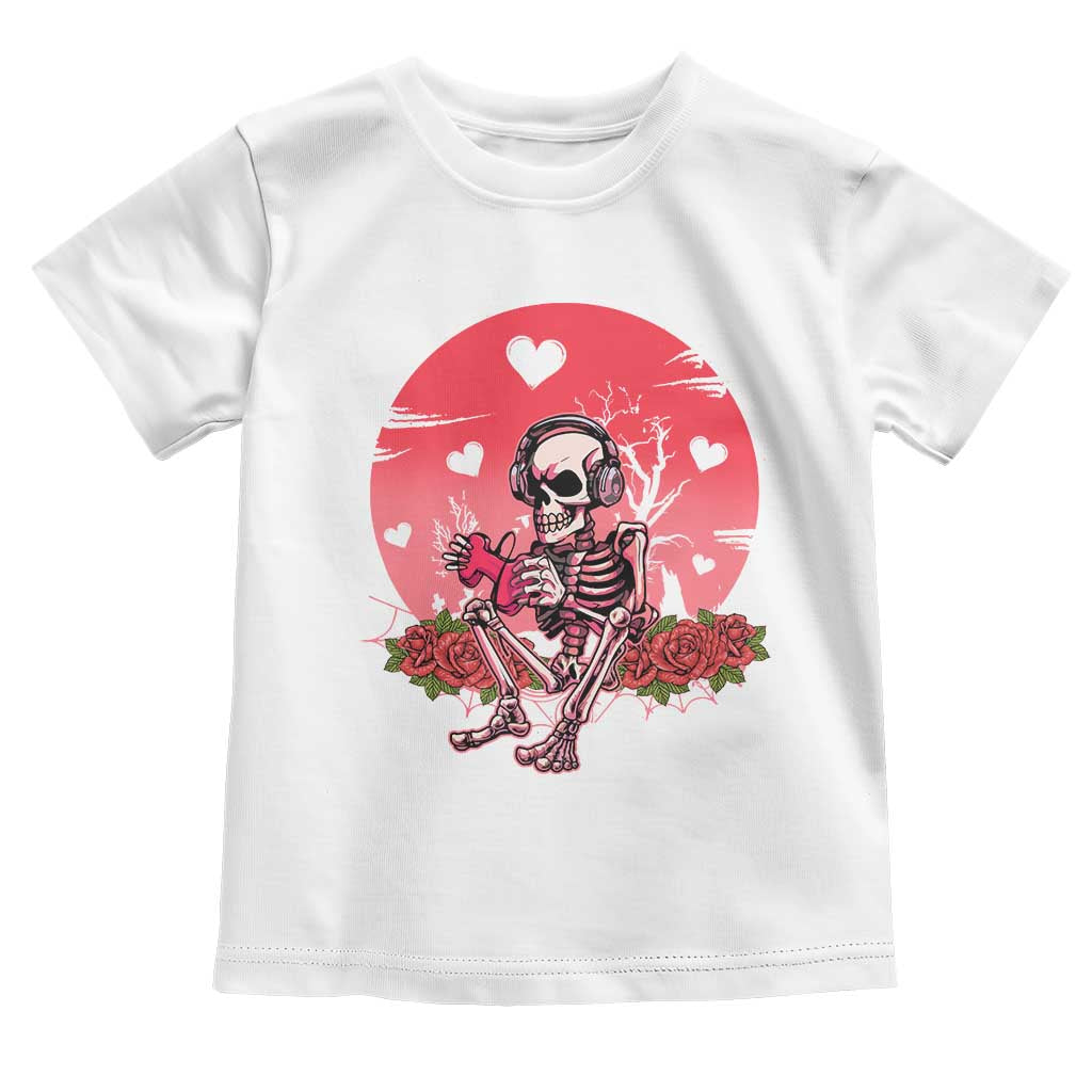 Anti Valentine's Day Toddler T Shirt Skeleton Gamer Video Game TS09 White Print Your Wear