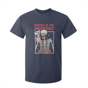 Valentine's Day T Shirt For Kid Coffee Is My Valentine Funny Skeleton TS09 Navy Print Your Wear