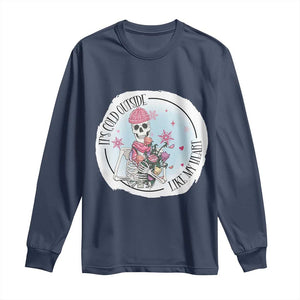 Anti Valentine Long Sleeve Shirt It's Cold Outside Like My Heart Skeleton Single Day TS09 Navy Print Your Wear