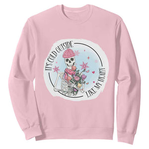 Anti Valentine Sweatshirt It's Cold Outside Like My Heart Skeleton Single Day TS09 Light Pink Print Your Wear