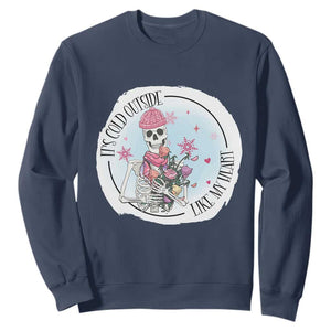 Anti Valentine Sweatshirt It's Cold Outside Like My Heart Skeleton Single Day TS09 Navy Print Your Wear