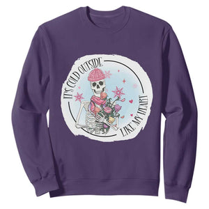 Anti Valentine Sweatshirt It's Cold Outside Like My Heart Skeleton Single Day TS09 Purple Print Your Wear