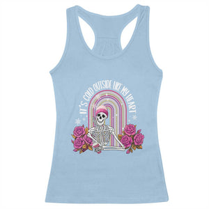 Anti Valentine's Day Racerback Tank Top It's Cold Outside Like My Heart Skeleton TS09 Light Blue Print Your Wear