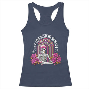 Anti Valentine's Day Racerback Tank Top It's Cold Outside Like My Heart Skeleton TS09 Navy Print Your Wear