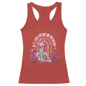 Anti Valentine's Day Racerback Tank Top It's Cold Outside Like My Heart Skeleton TS09 Red Print Your Wear