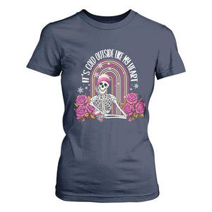 Anti Valentine's Day T Shirt For Women It's Cold Outside Like My Heart Skeleton TS09 Navy Print Your Wear