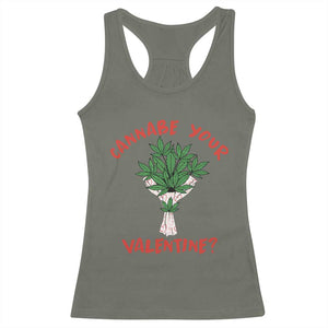 Cannabe Your Valentine 420 Cannabis Bouquet Marijuana Weed Flower Racerback Tank Top TS09 Military Green Print Your Wear