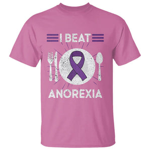 I Beat Anorexia Purple Ribbon Eating Disorder T Shirt TS09 Azalea Printyourwear