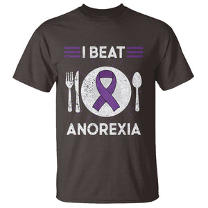 I Beat Anorexia Purple Ribbon Eating Disorder T Shirt TS09 Dark Chocolate Printyourwear