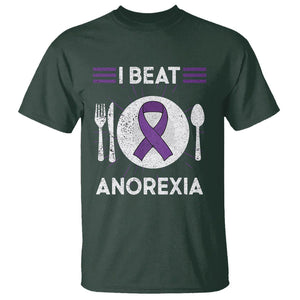 I Beat Anorexia Purple Ribbon Eating Disorder T Shirt TS09 Dark Forest Green Printyourwear