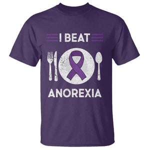 I Beat Anorexia Purple Ribbon Eating Disorder T Shirt TS09 Purple Printyourwear