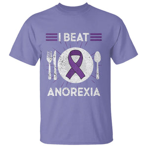 I Beat Anorexia Purple Ribbon Eating Disorder T Shirt TS09 Violet Printyourwear