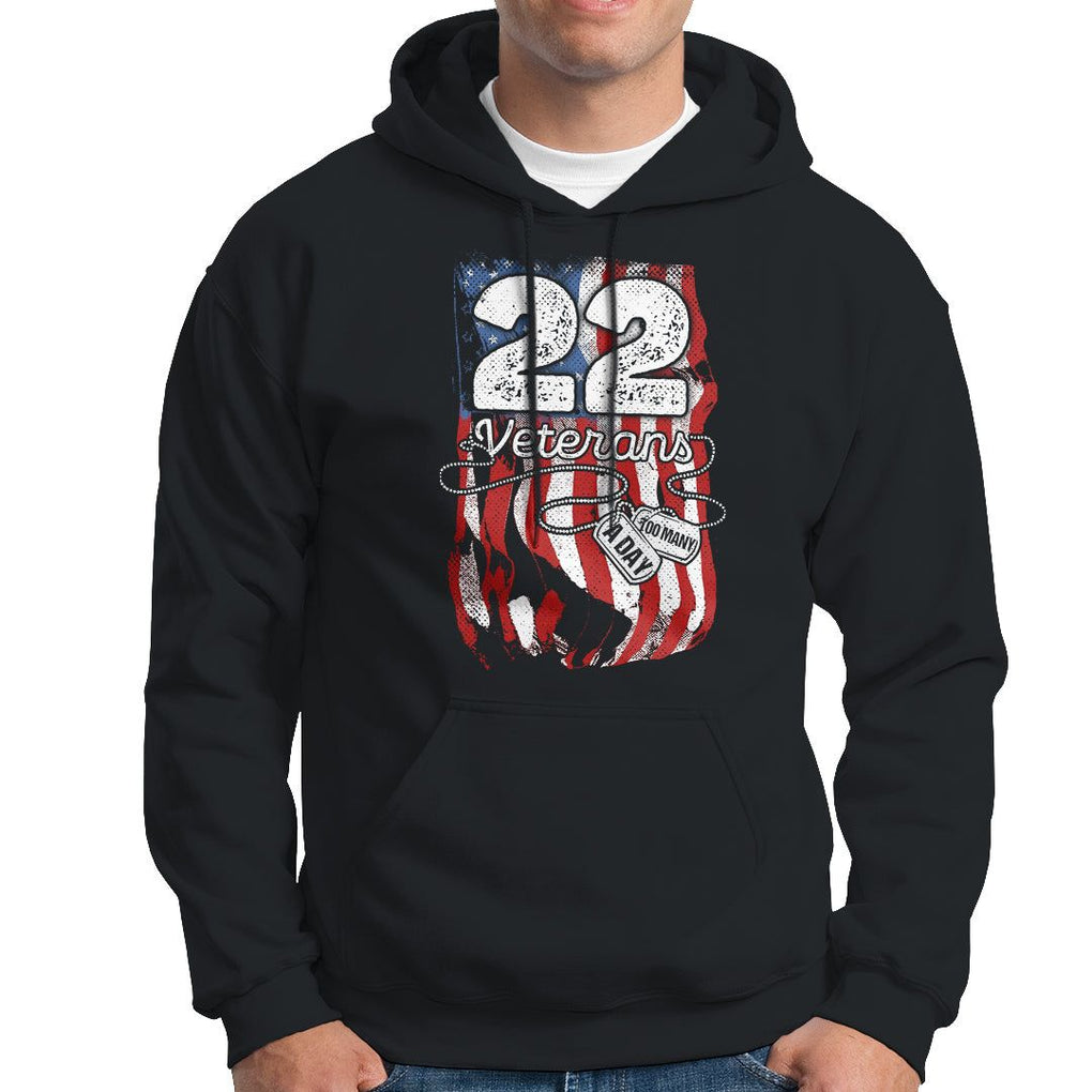 PTSD Hoodie 22 Veterans A Day Veteran Suicide Awareness TS09 Black Printyourwear