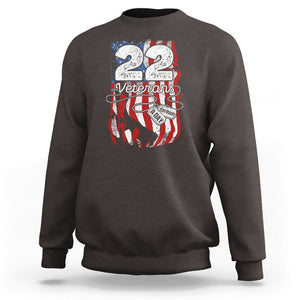 PTSD Sweatshirt 22 Veterans A Day Veteran Suicide Awareness TS09 Dark Chocolate Printyourwear