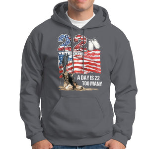 Veteran Suicide Awareness Hoodie 22 Veterans A Day Too Many PTSD TS09 Charcoal Printyourwear