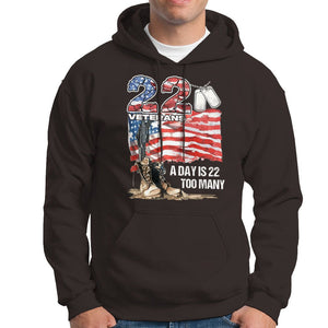 Veteran Suicide Awareness Hoodie 22 Veterans A Day Too Many PTSD TS09 Dark Chocolate Printyourwear