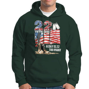 Veteran Suicide Awareness Hoodie 22 Veterans A Day Too Many PTSD TS09 Dark Forest Green Printyourwear