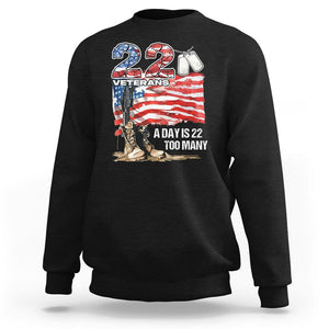 Veteran Suicide Awareness Sweatshirt 22 Veterans A Day Too Many PTSD TS09 Black Printyourwear