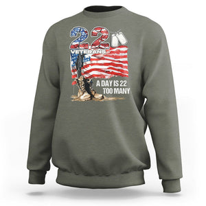 Veteran Suicide Awareness Sweatshirt 22 Veterans A Day Too Many PTSD TS09 Military Green Printyourwear