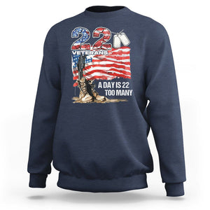 Veteran Suicide Awareness Sweatshirt 22 Veterans A Day Too Many PTSD TS09 Navy Printyourwear