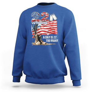 Veteran Suicide Awareness Sweatshirt 22 Veterans A Day Too Many PTSD TS09 Royal Blue Printyourwear