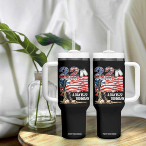 Veteran Suicide Awareness Tumbler With Handle 22 Veterans A Day Too Many PTSD TS09 Print Your Wear
