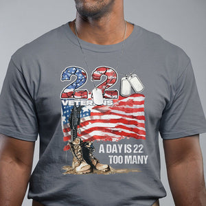 Veteran Suicide Awareness T Shirt 22 Veterans A Day Too Many PTSD TS09 Charcoal Printyourwear