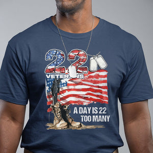 Veteran Suicide Awareness T Shirt 22 Veterans A Day Too Many PTSD TS09 Navy Printyourwear