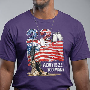 Veteran Suicide Awareness T Shirt 22 Veterans A Day Too Many PTSD TS09 Purple Printyourwear