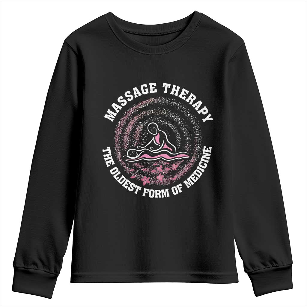 Massage Therapy Youth Sweatshirt The Oldest Form of Healing Wellness Therapist TS09 Black Print Your Wear