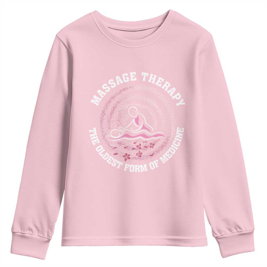 Massage Therapy Youth Sweatshirt The Oldest Form of Healing Wellness Therapist TS09 Light Pink Print Your Wear