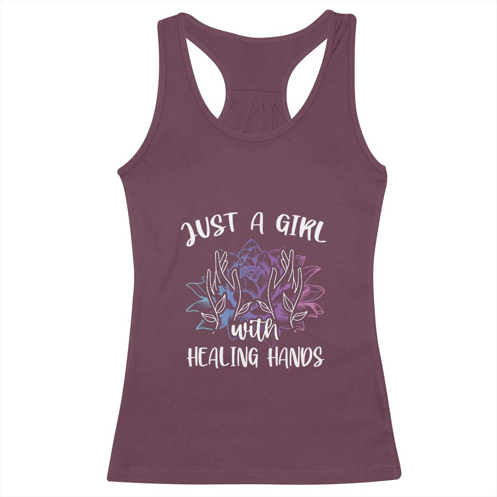 Masseuse Racerback Tank Top Just a Girl with Healing Hands Massage Therapy TS09 Maroon Print Your Wear