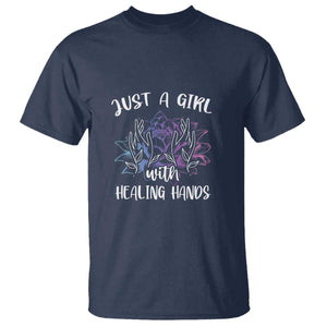 Masseuse T Shirt Just a Girl with Healing Hands Massage Therapy TS09 Navy Print Your Wear