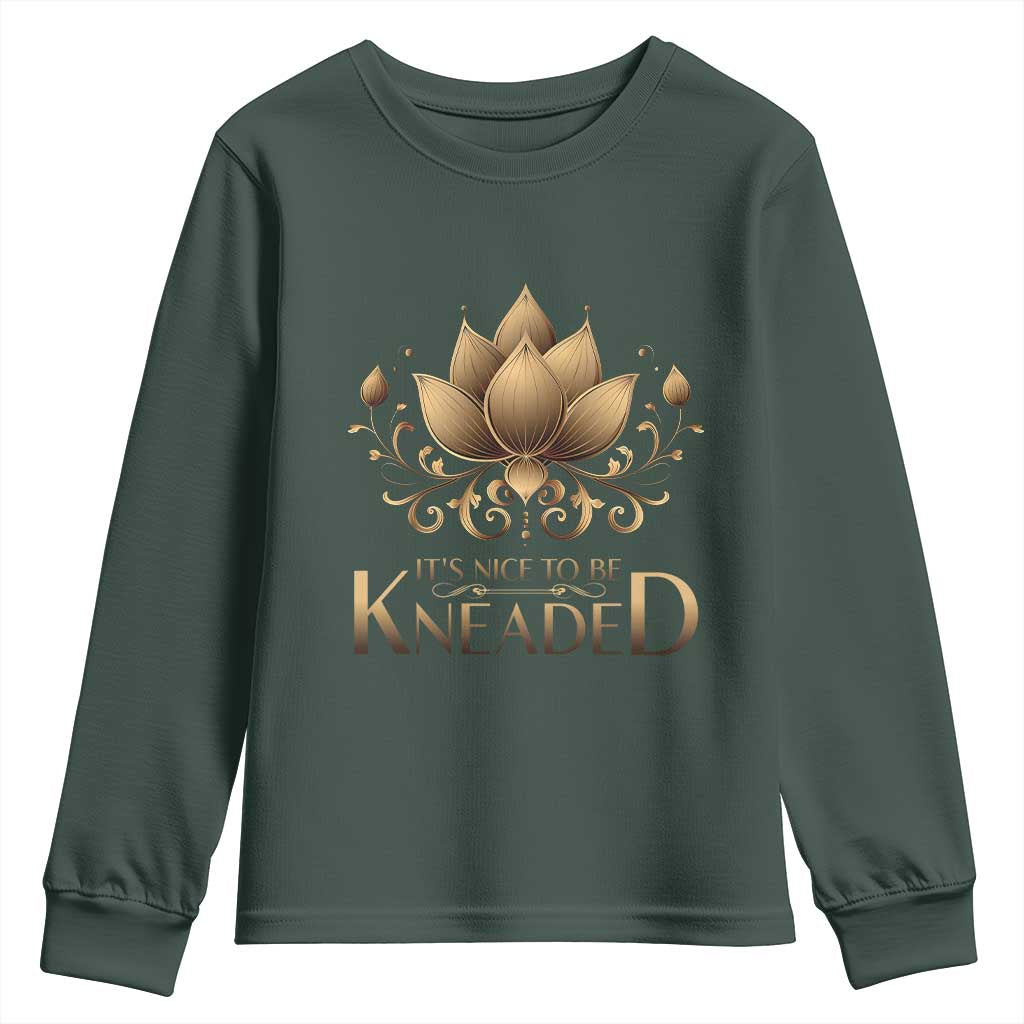 Massage Therapy Youth Sweatshirt Nice to be Kneaded TS09 Dark Forest Green Print Your Wear